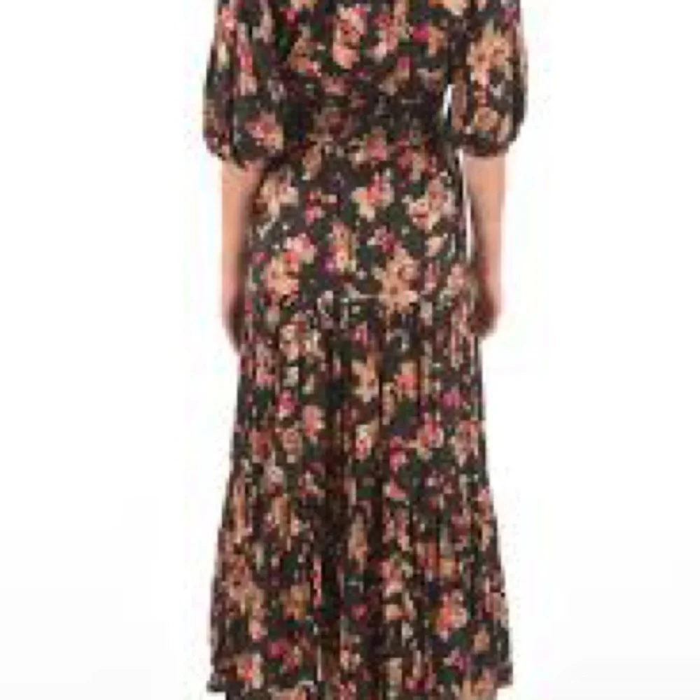 Kate Spade Floral Bouquet Silk Twill Midi Dress Sz XS Smocked Tiered Fall Love